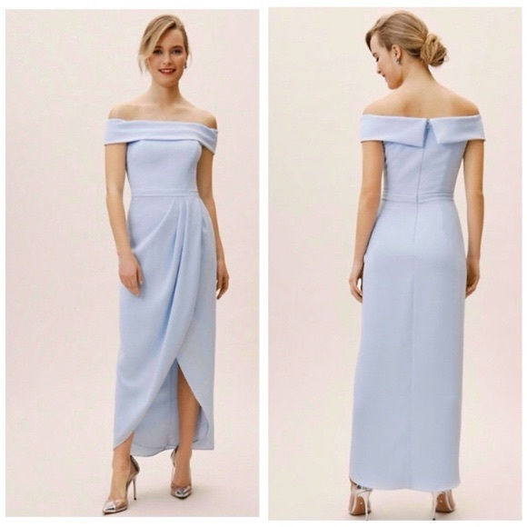 BHLDN Dresses & Skirts - NWT BHLDN “Thompson” Light Blue Midi Crepe Tulip Hem Dress, Size 12